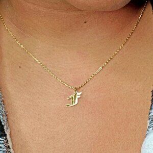 Gold Old English Initial Necklace - Letter F​